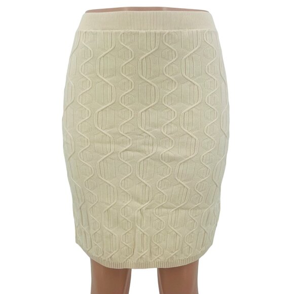 NWT Free People Ivory Cable Knit Mini Skirt L | Soft Grunge Boho Coastal Cowgirl - Picture 2 of 11